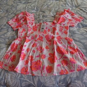 Vineyard Vines Womens Summer Blooms Peplum top size large NWT